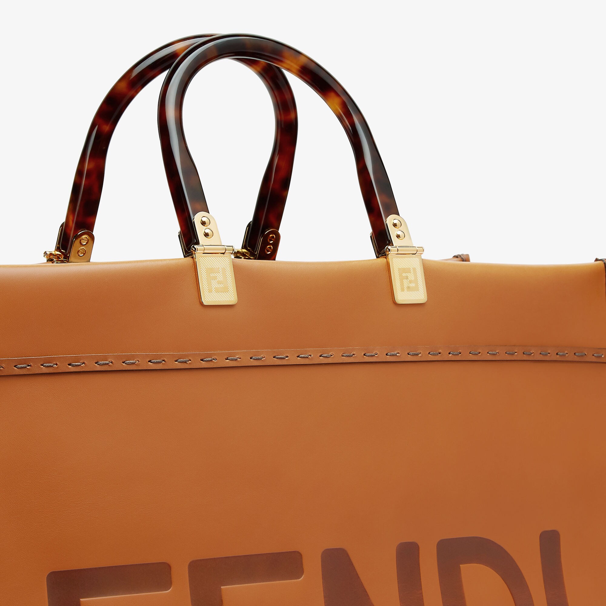 フェンディ サンシャイン ラージ - ブラウン レザーショッパー | Fendi