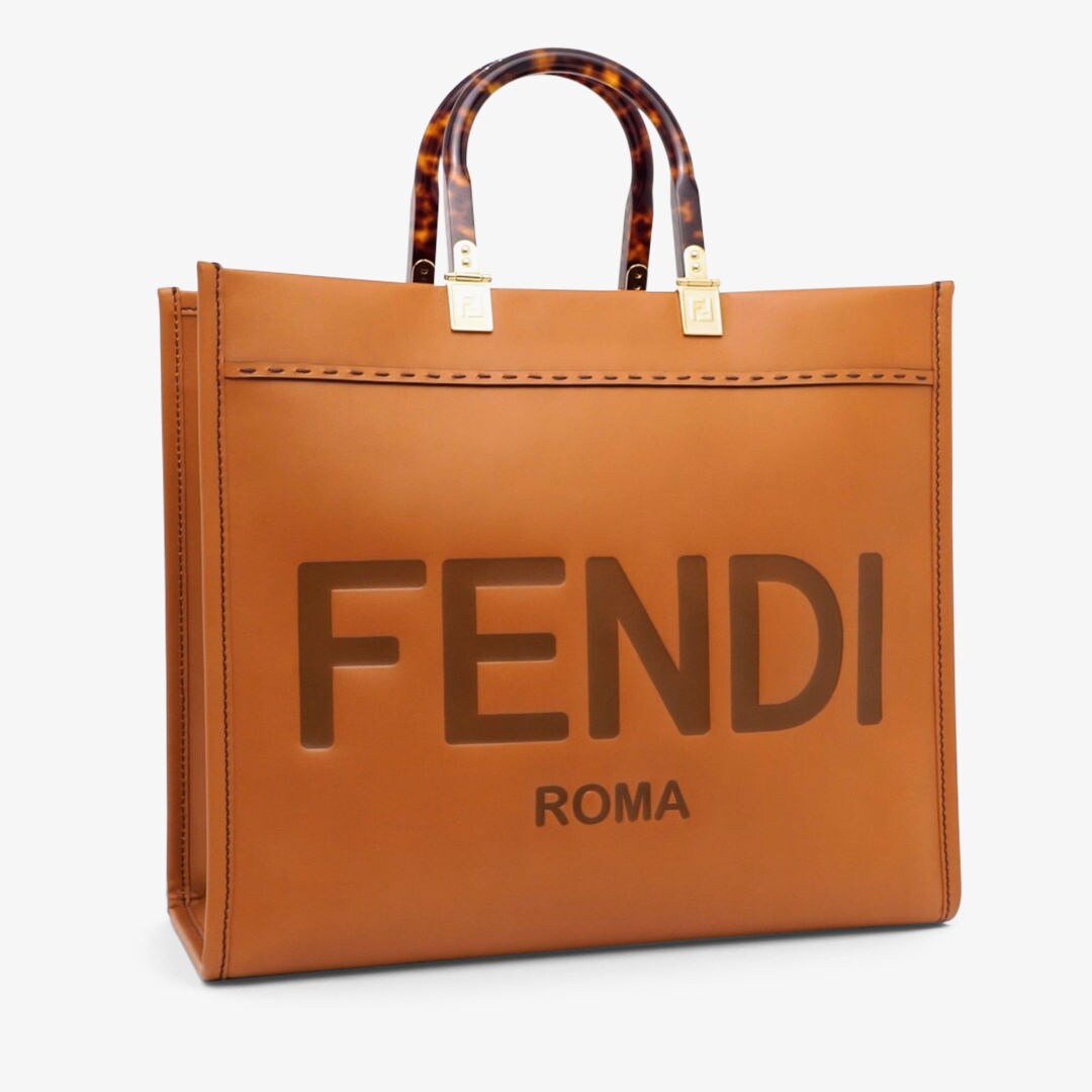 フェンディ サンシャイン ラージ - ブラウン レザーショッパー | Fendi