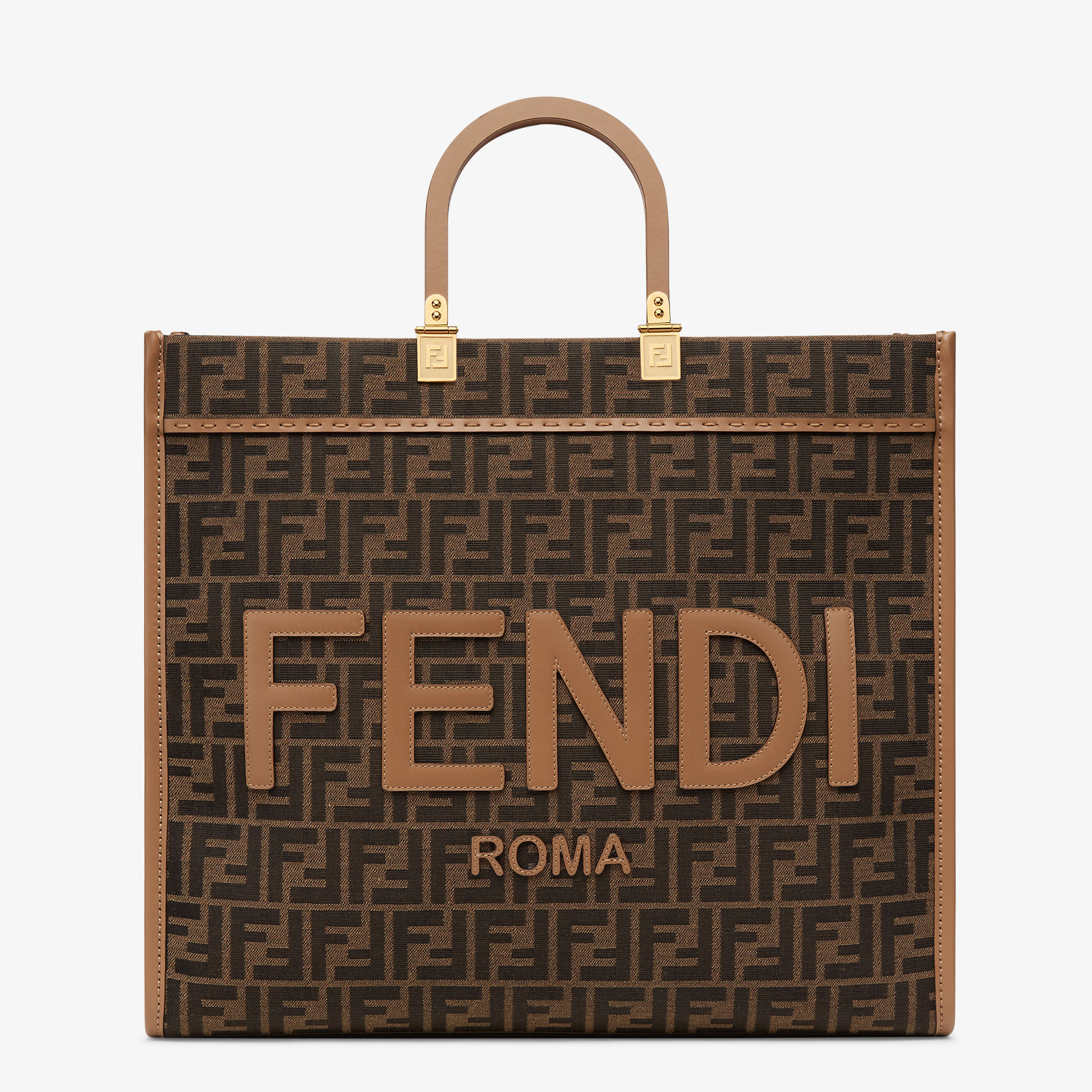 は行 フェンディ サンシャイン ラージ - ブラウンFFジャカードファブリック ショッパー | Fendi