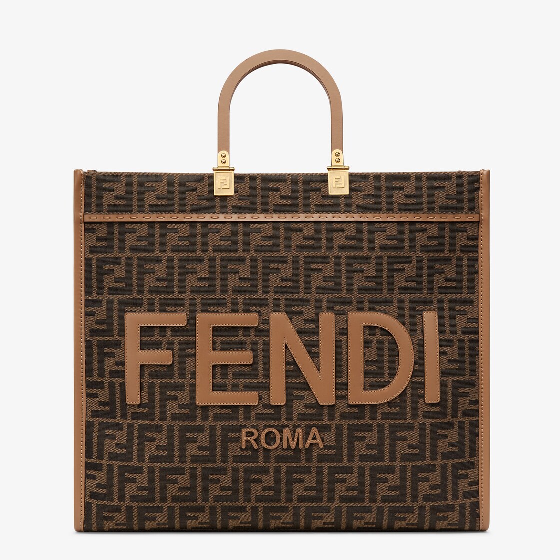 Fendi Sunshine Large - Brown FF jacquard fabric shopper