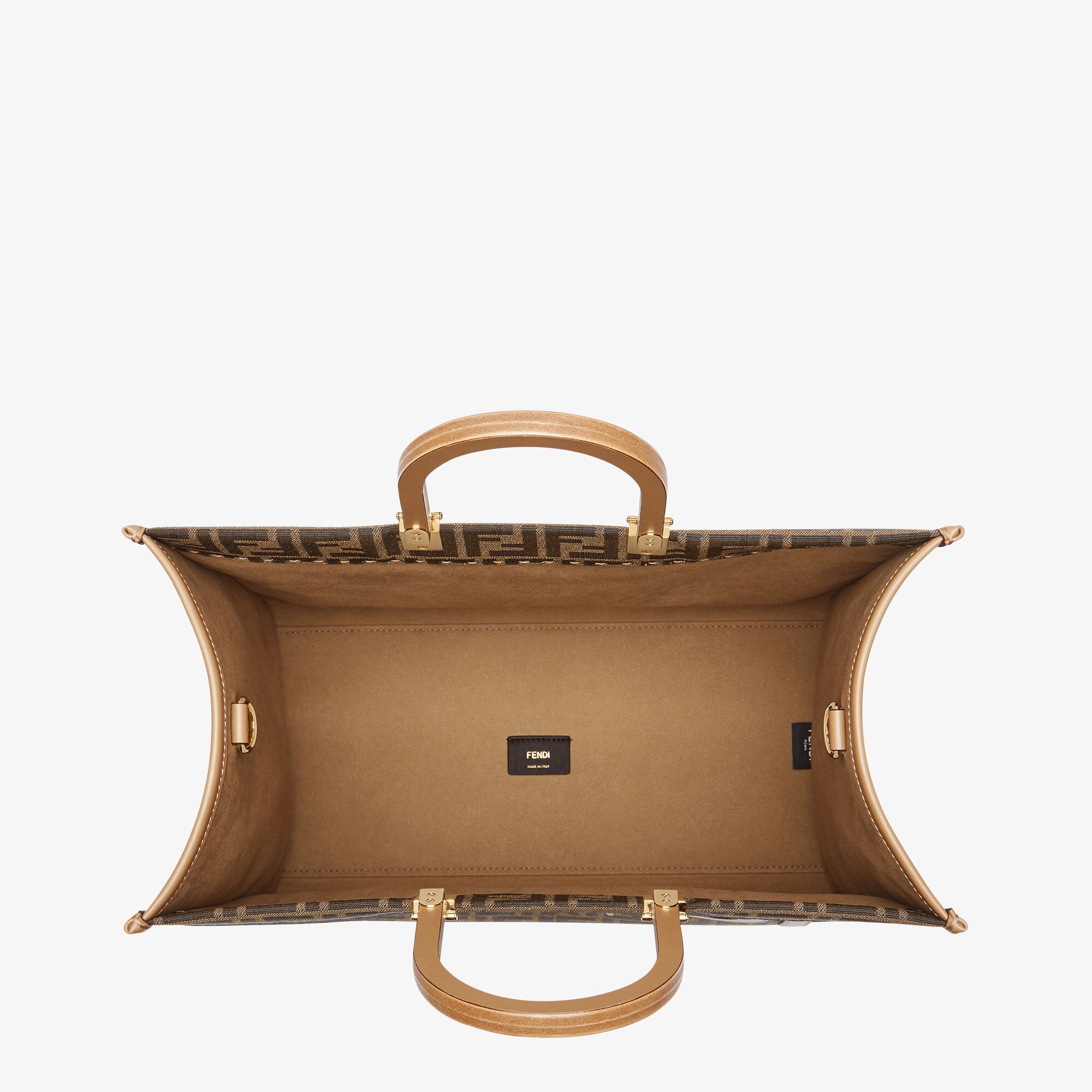 Fendi Sunshine Large - Brown FF jacquard fabric shopper | Fendi