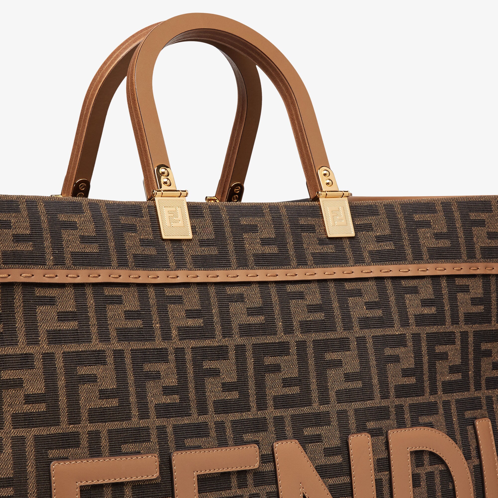 フェンディ サンシャイン ラージ - ブラウンFFジャカードファブリック ショッパー | Fendi