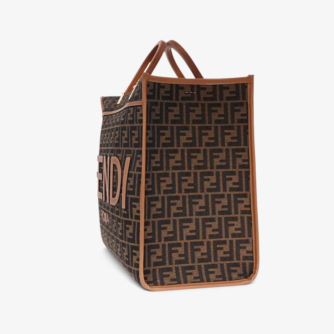 Fendi Sunshine grande Bolsa Shopper de tejido jacquard FF cafe Fendi