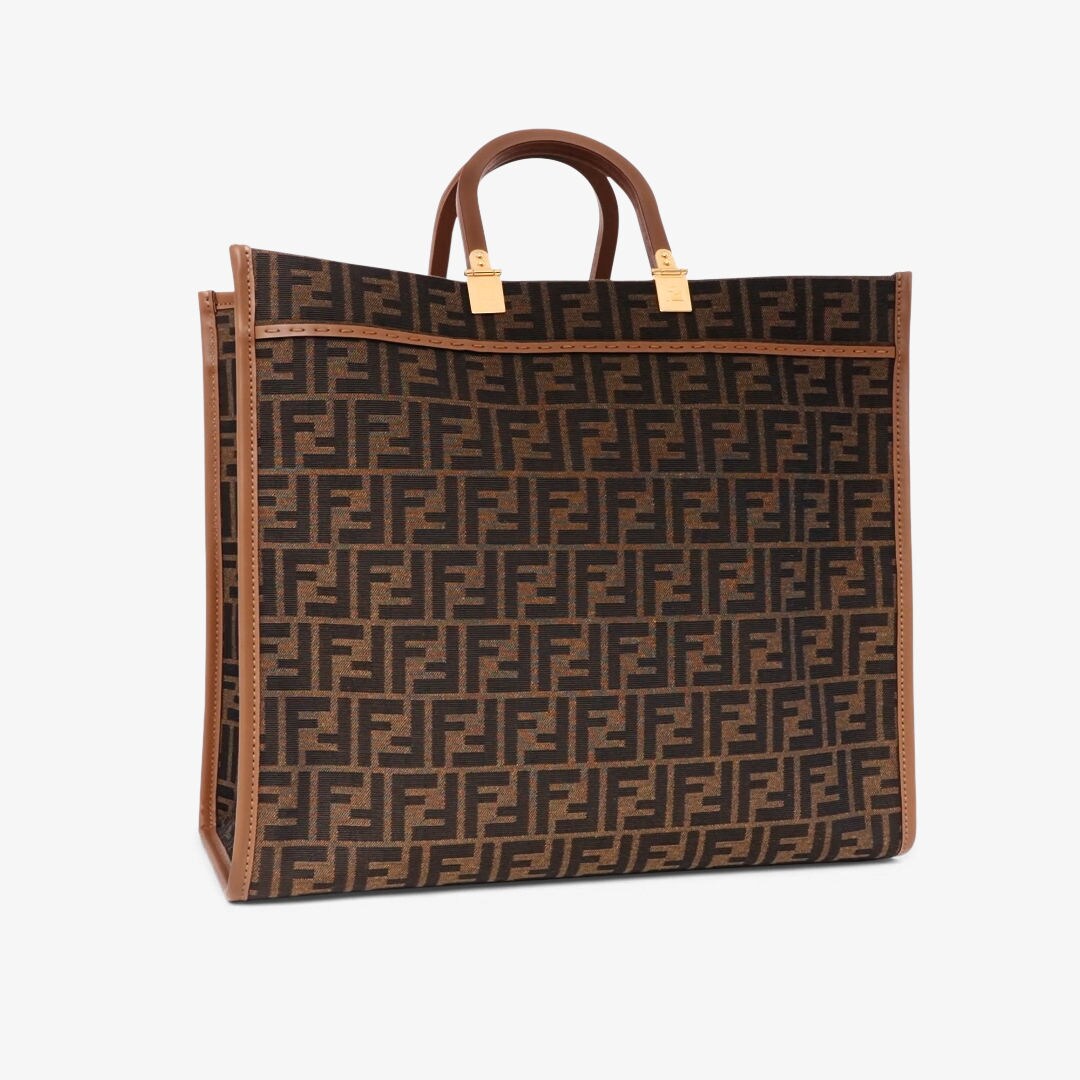 Fendi Sunshine Large - Brown FF jacquard fabric shopper | Fendi