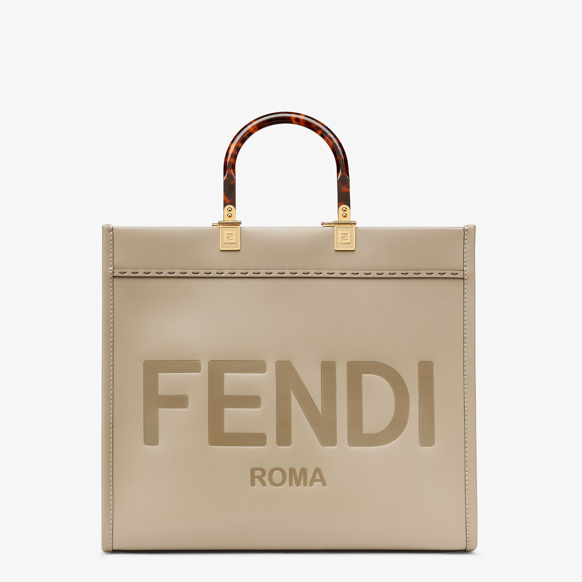 FENDI ROMA グレー レザー ハンドバッグ FENDI ミニリンダ セレリア ハンドバッグ レザー グレー