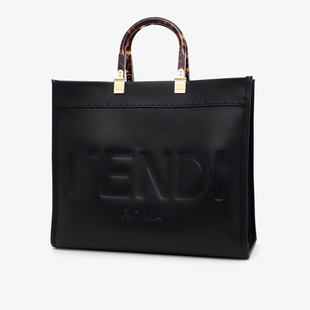 Fendi Sunshine Medium - Black leather shopper | Fendi