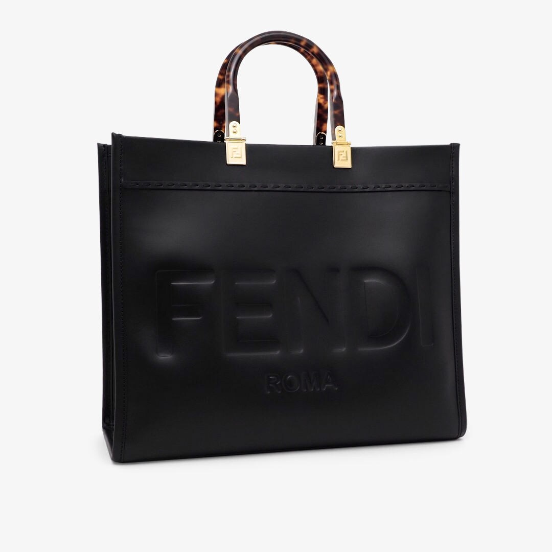 Fendi Sunshine Medium - Black leather shopper | Fendi