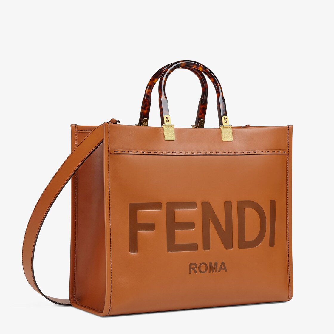 フェンディ サンシャイン ミディアム - ブラウン レザーショッパー | Fendi