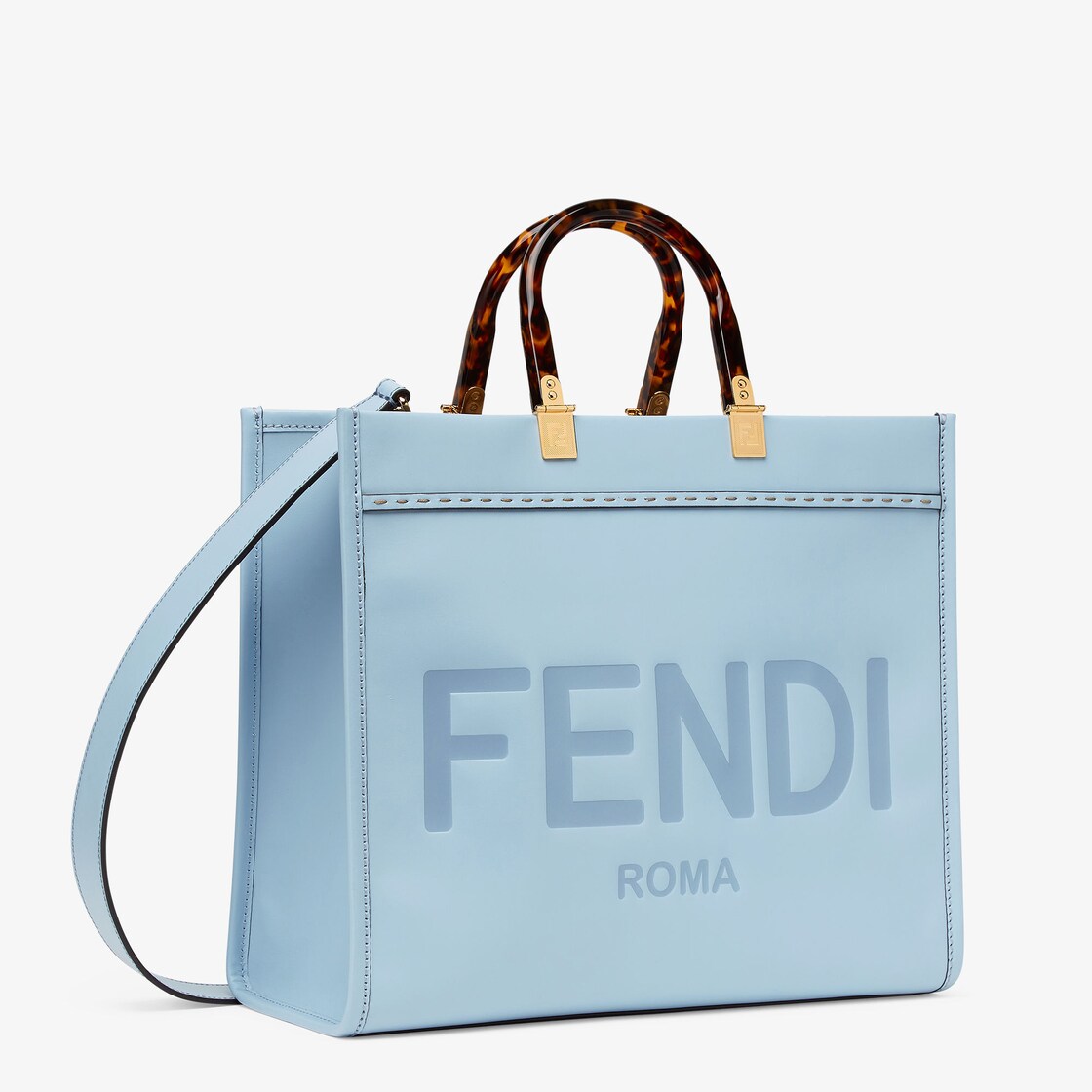 Fendi Sunshine Medium Leather Light blue Calfskin - Microfibre lining with suede effect - Image 2/5