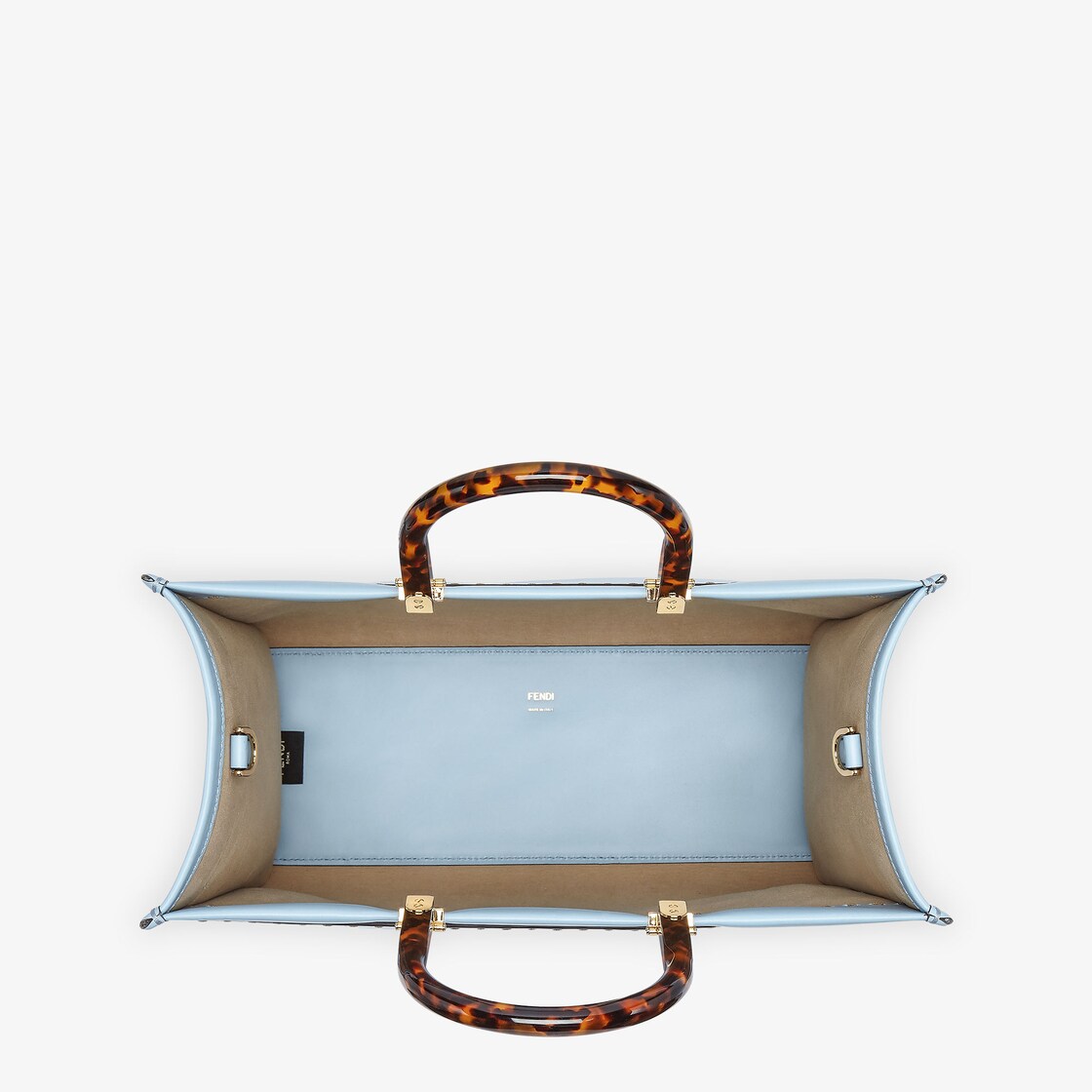 Fendi Sunshine Medium Leather Light blue Calfskin - Microfibre lining with suede effect - Image 4/5