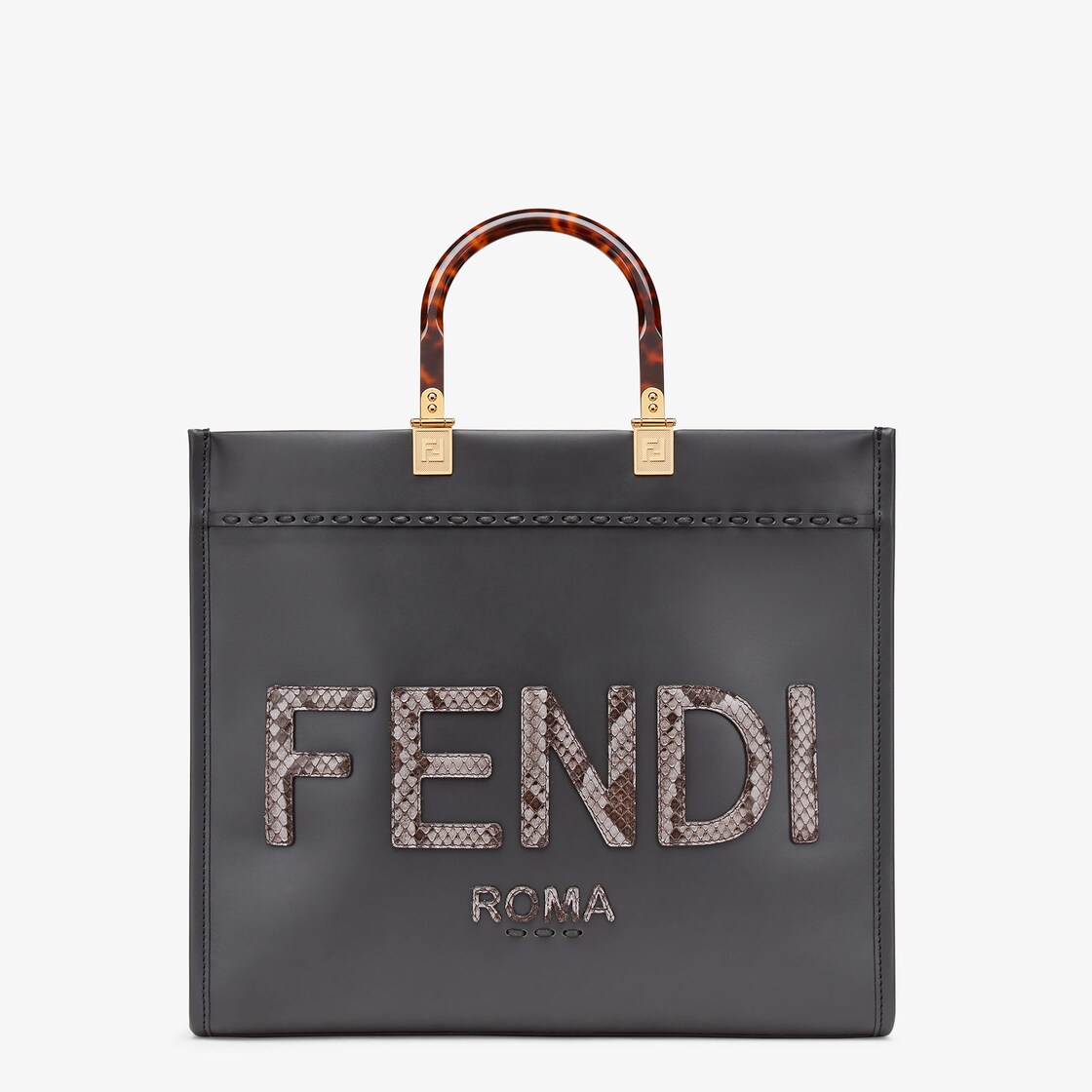 Fendi Sunshine Medium Dark gray leather and elaphe shopper Fendi