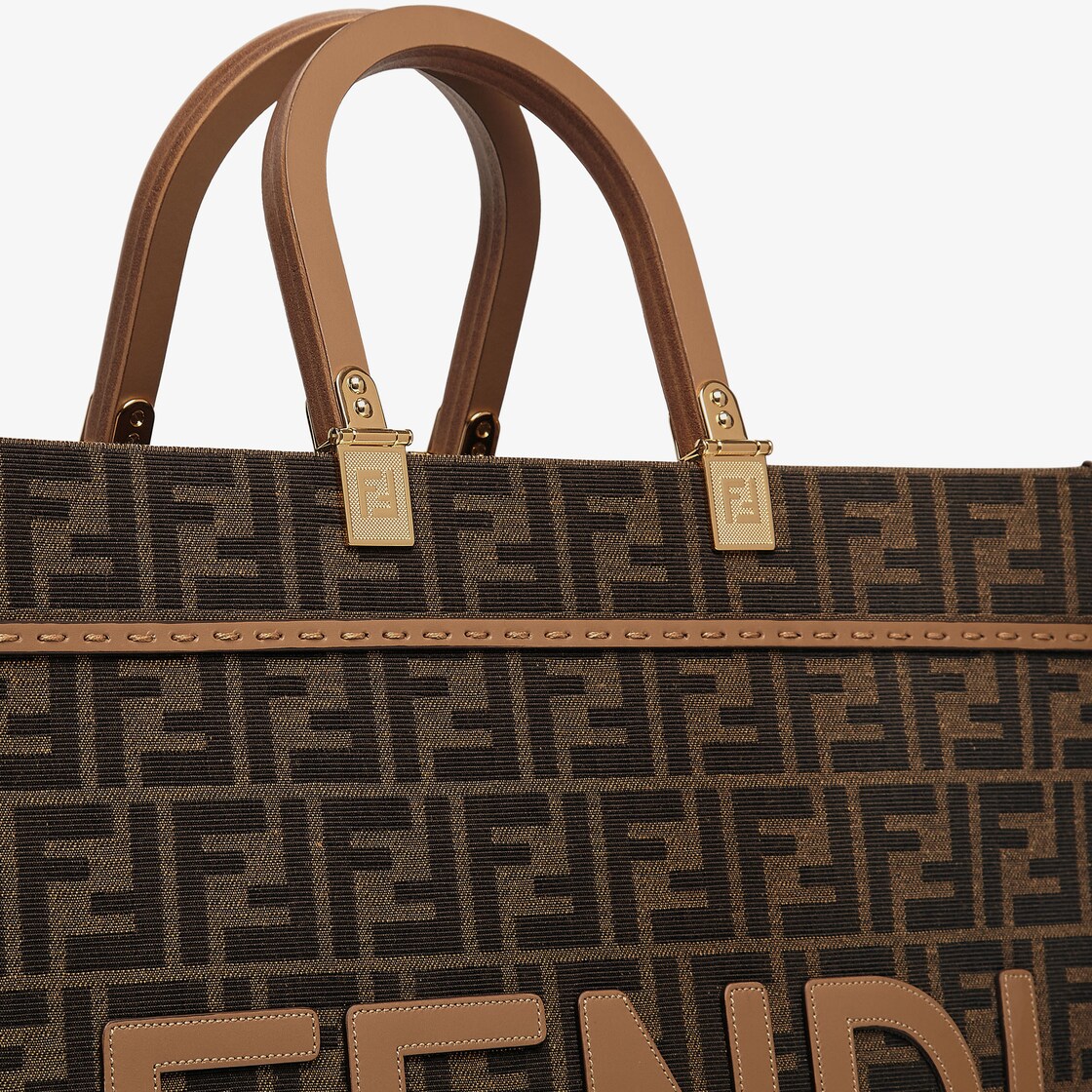 Fendi Sunshine Ff-jacquard Striped-canvas Tote Bag in Brown