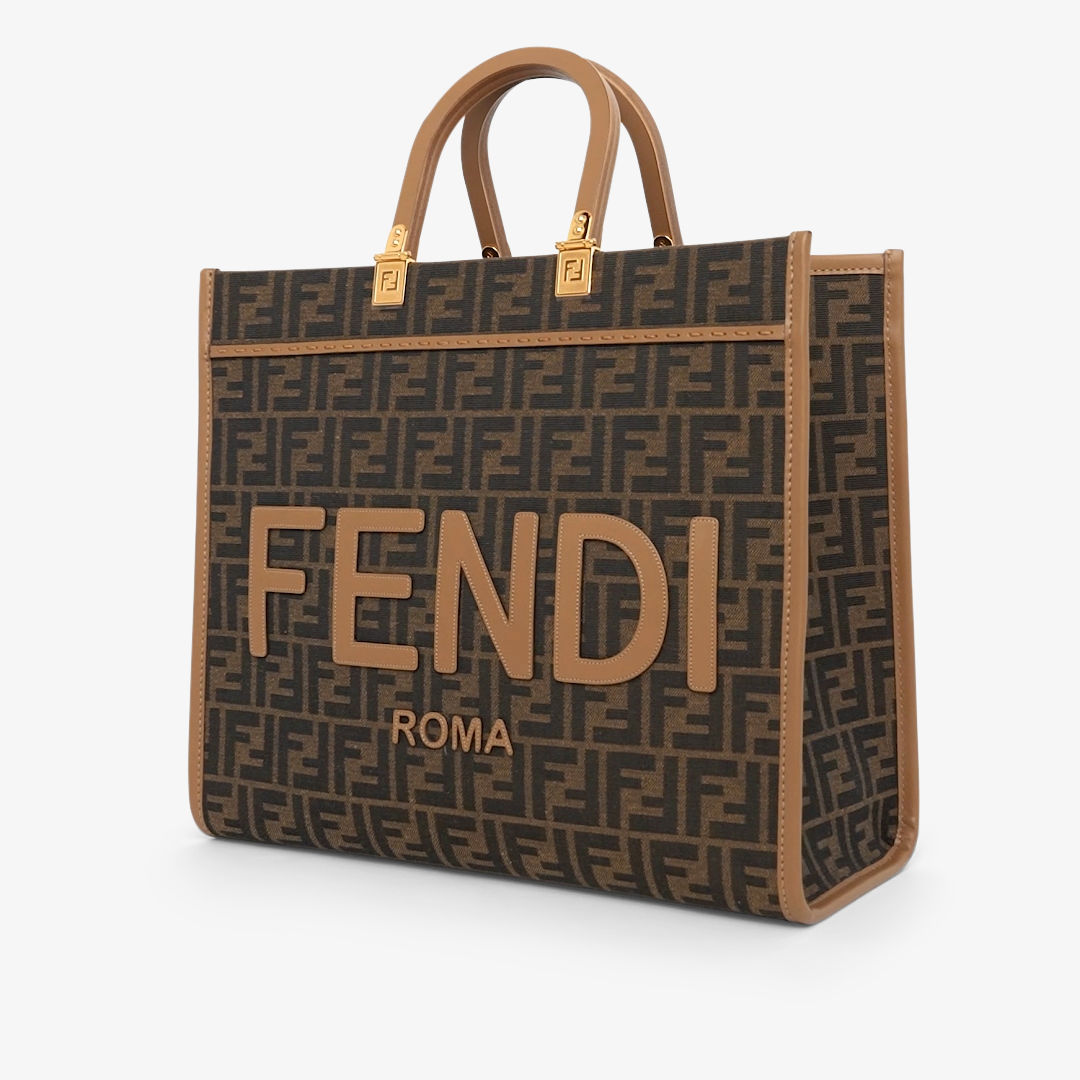 Fendi Sunshine Medium - Brown FF jacquard fabric shopper | Fendi