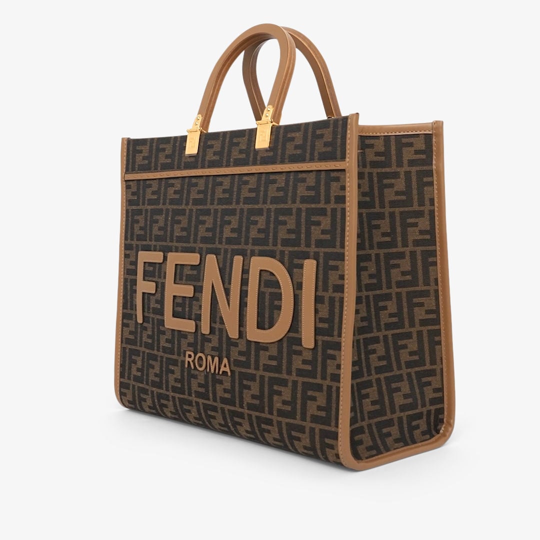 Fendi Sunshine Medium - Brown FF jacquard fabric shopper | Fendi