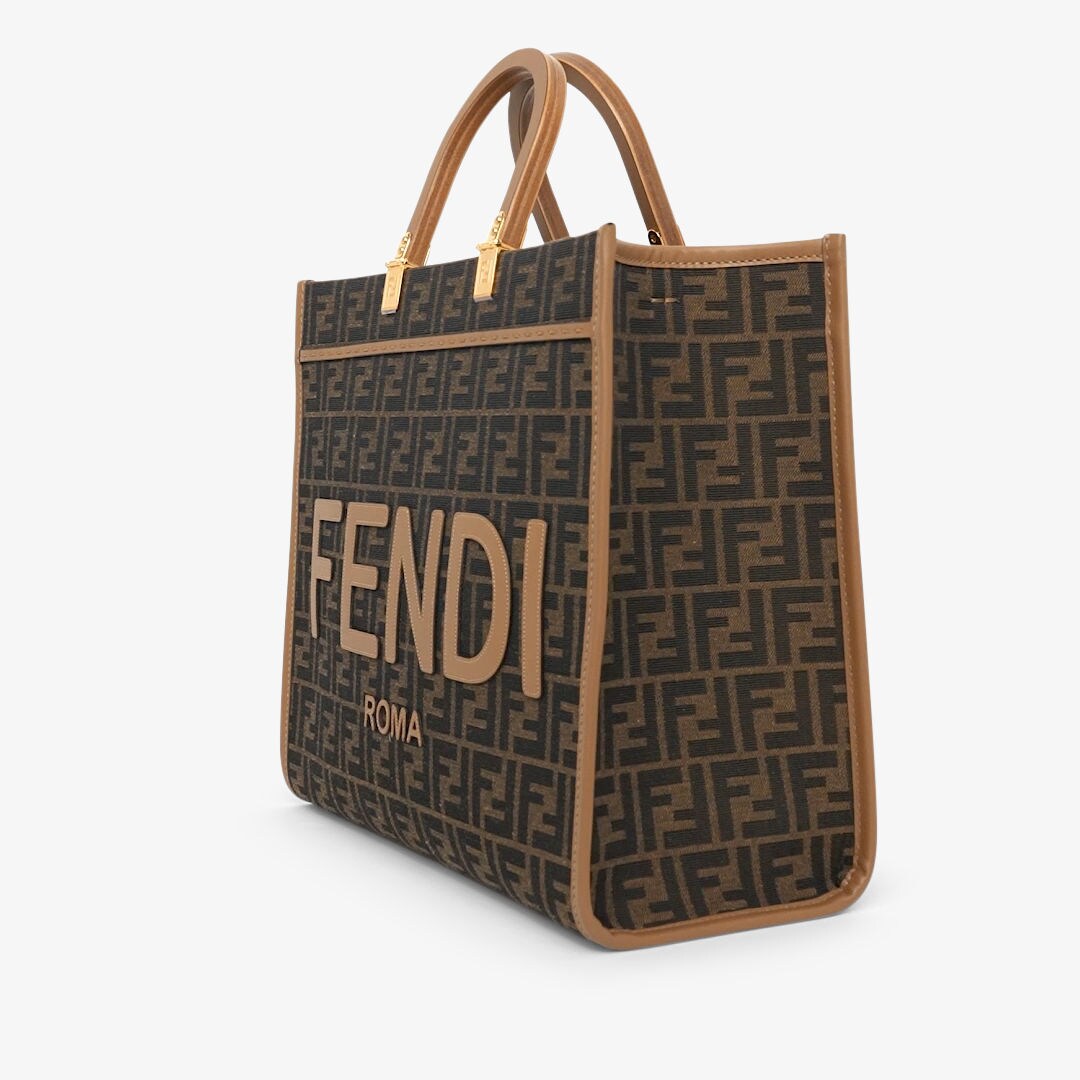 Fendi Sunshine Medium - Brown FF jacquard fabric shopper | Fendi