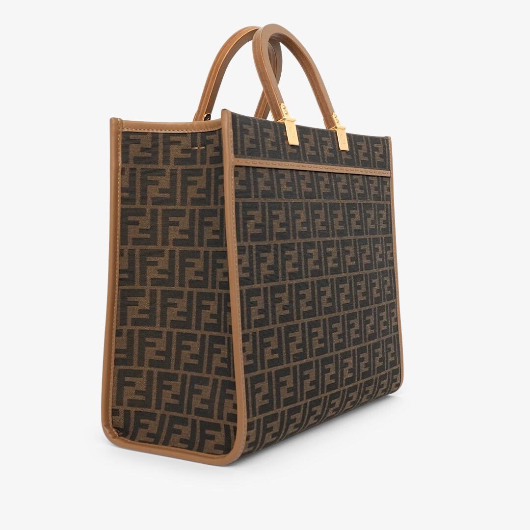 Fendi Sunshine Medium - Brown FF jacquard fabric shopper | Fendi