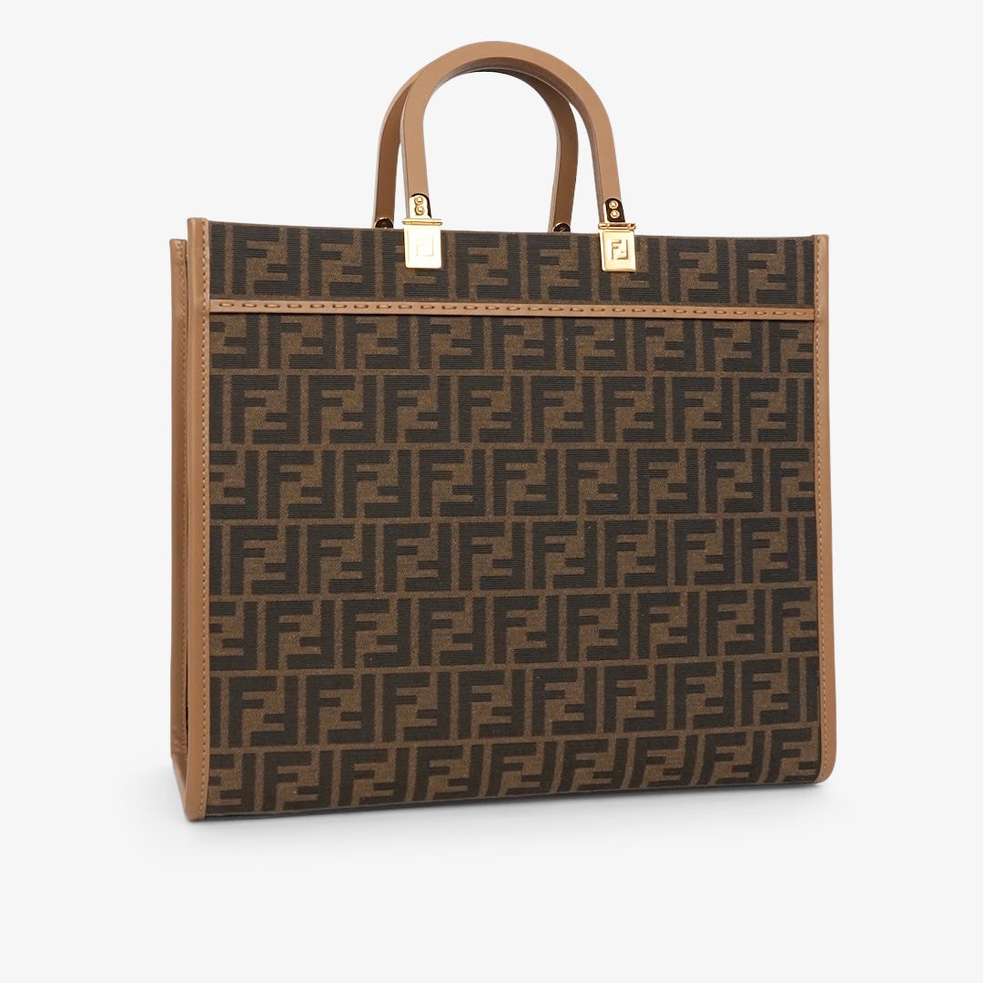 Fendi Sunshine Medium - Brown FF jacquard fabric shopper | Fendi