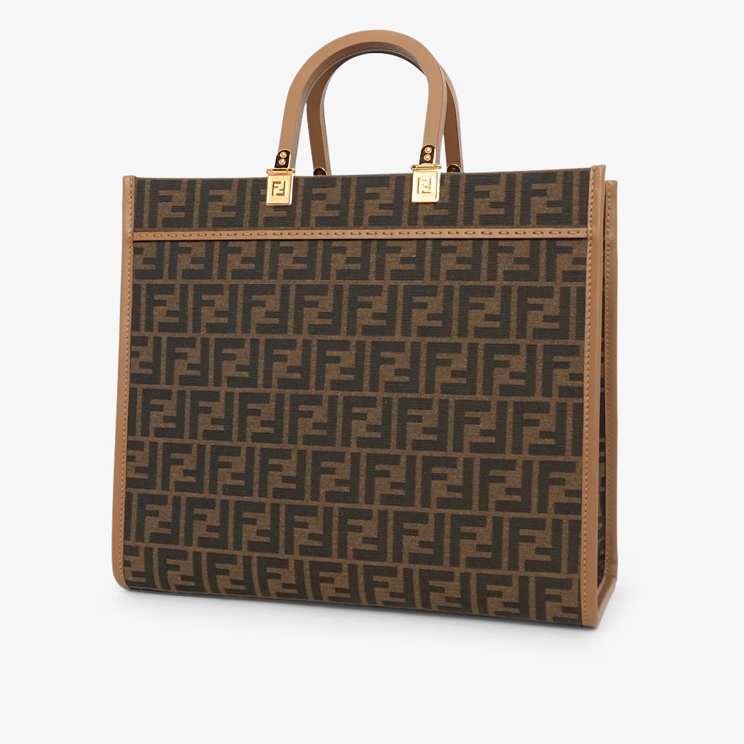 Fendi Sunshine Medium - Brown FF jacquard fabric shopper | Fendi