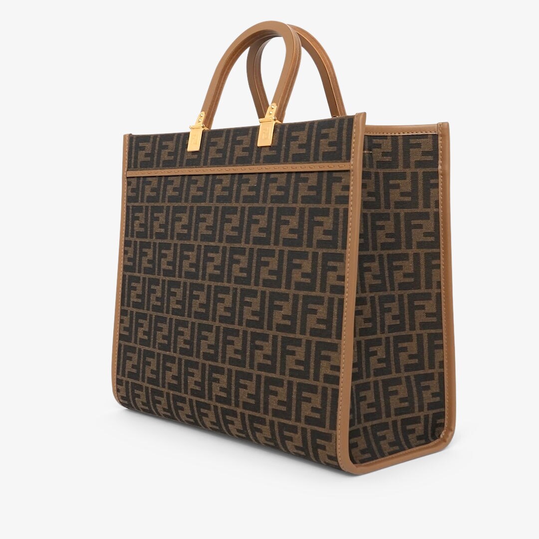 Fendi Sunshine Medium - Brown FF jacquard fabric shopper