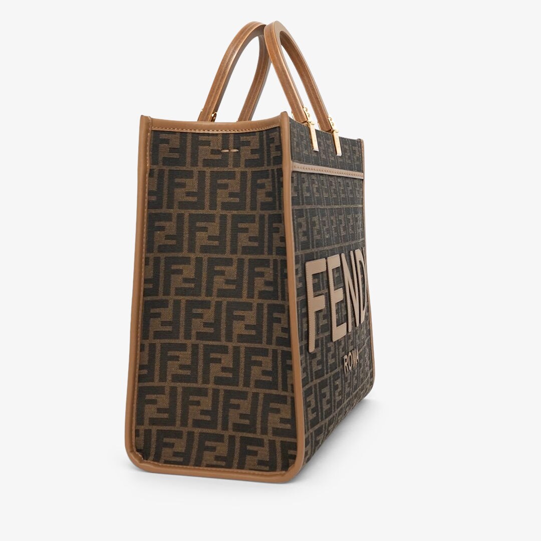 Fendi Sunshine Medium - Brown FF jacquard fabric shopper | Fendi