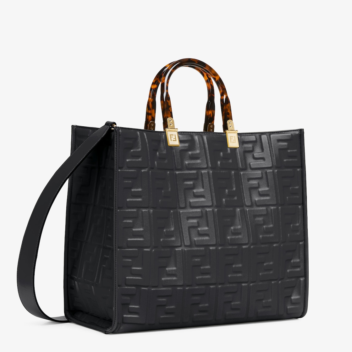 Fendi Black Leather Medium Sunshine Shopper Tote Fendi