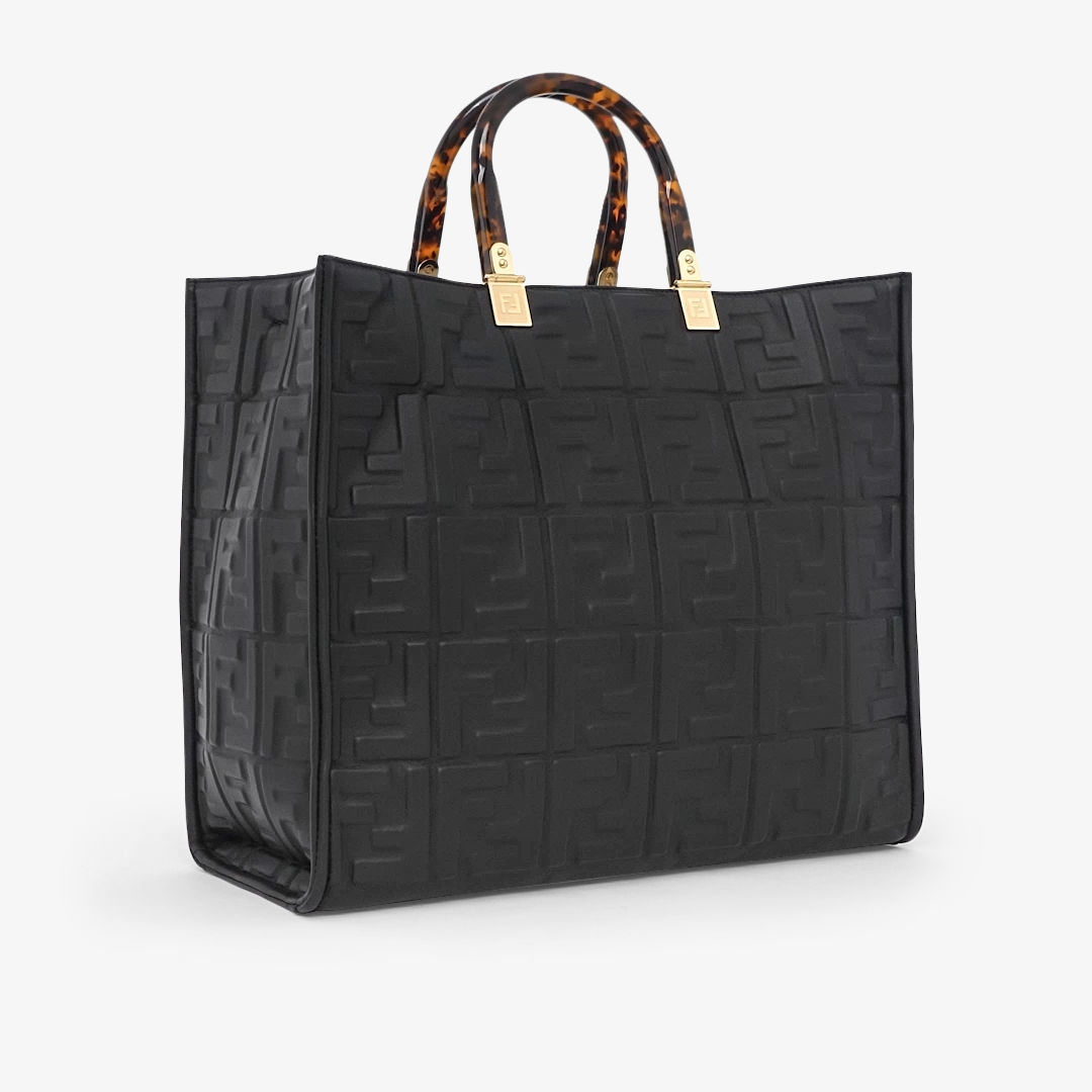 Fendi Sunshine Medium - Black leather shopper | Fendi