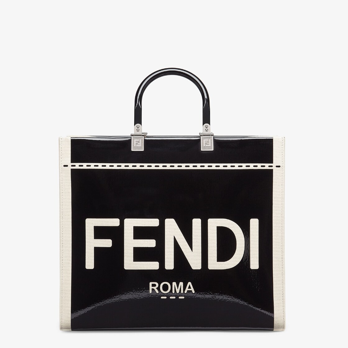 Fendi - Sunshine Shopper Mini Patent Leather Canvas Crossbody Bag