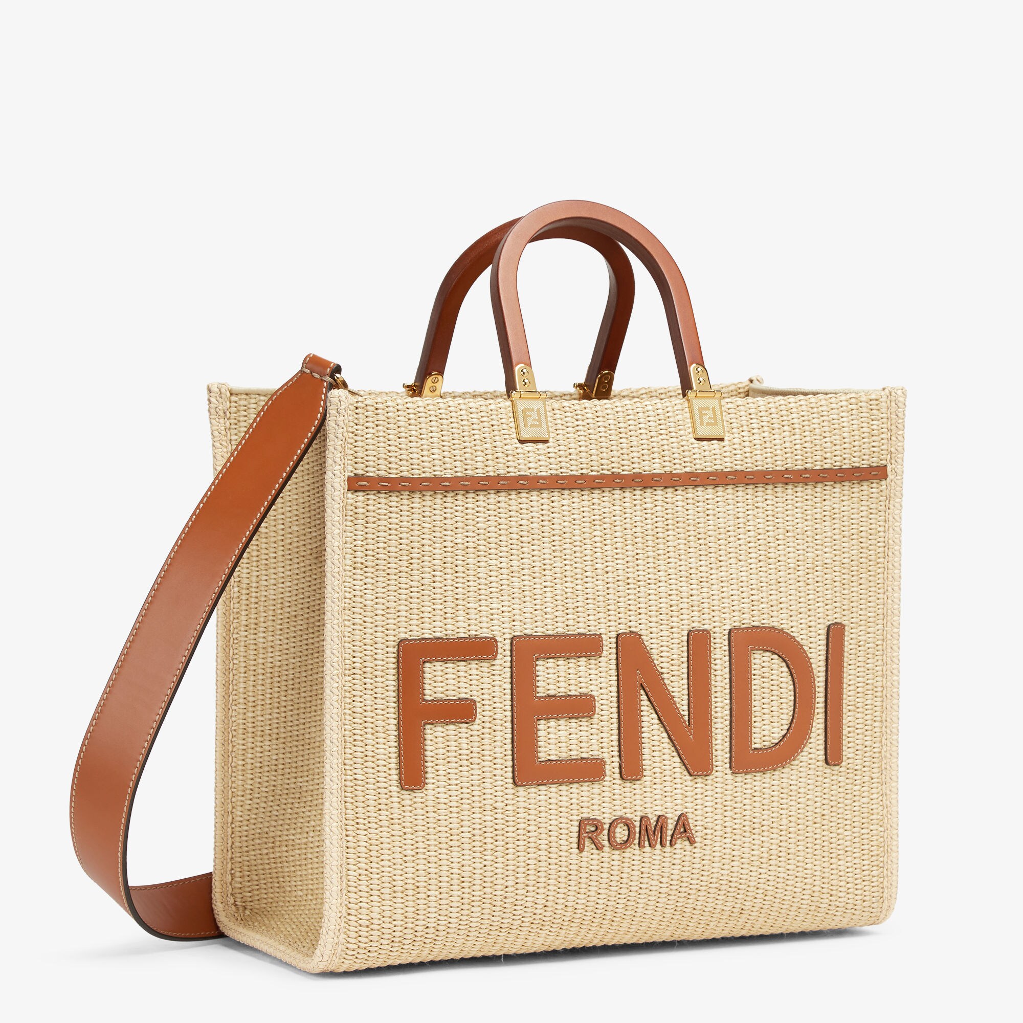 OUTLET【FENDI】BEIGE☆Sunshine Medium トートバッグ Fendi Sunshine Medium Raffia Beige | Fendi