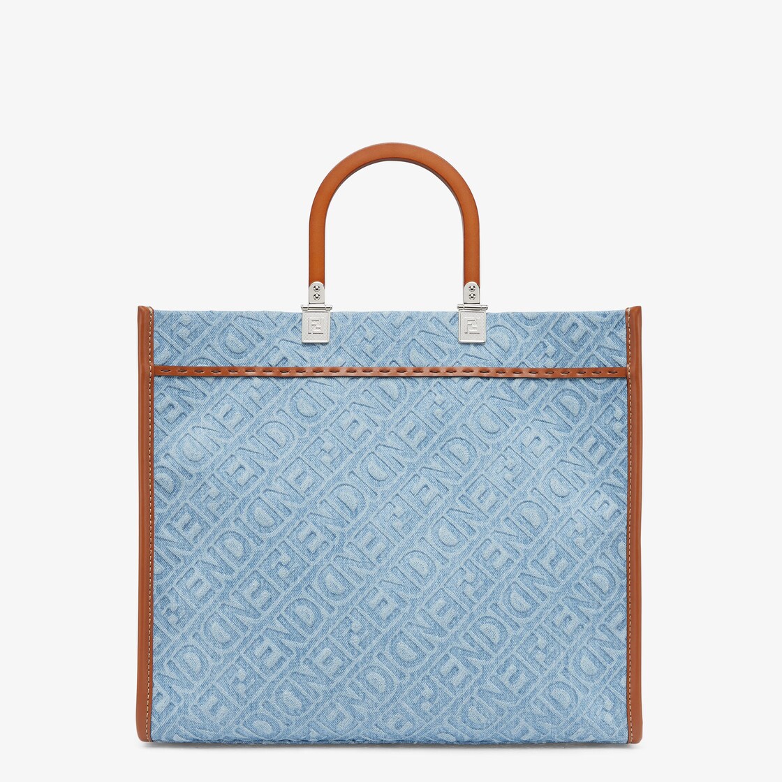 Fendi Sunshine Medium - Light blue denim shopper bag | Fendi