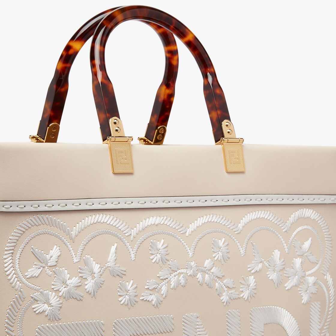 Fendi Sunshine Medium Leather Tote in Metallic