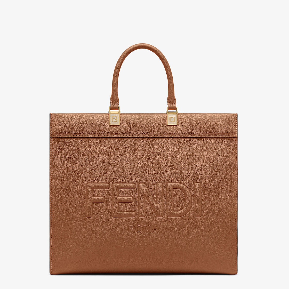 FENDI Sunshine Leather Tote Bag in Burgundy