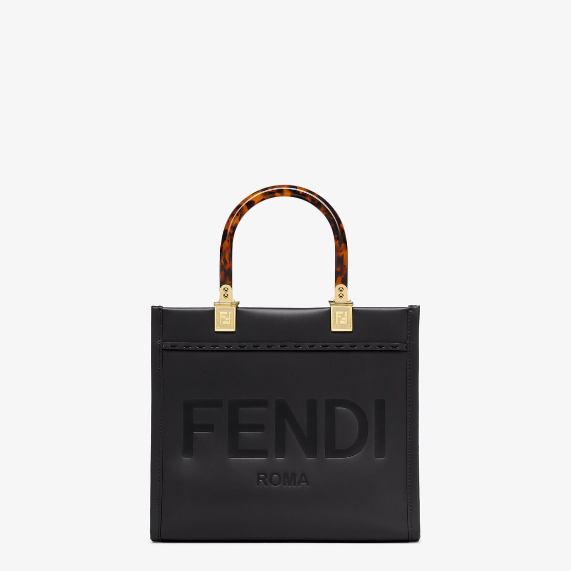 FENDI Sunshine小号手袋-黑色皮革手提袋-女士手袋-FENDI芬迪官网