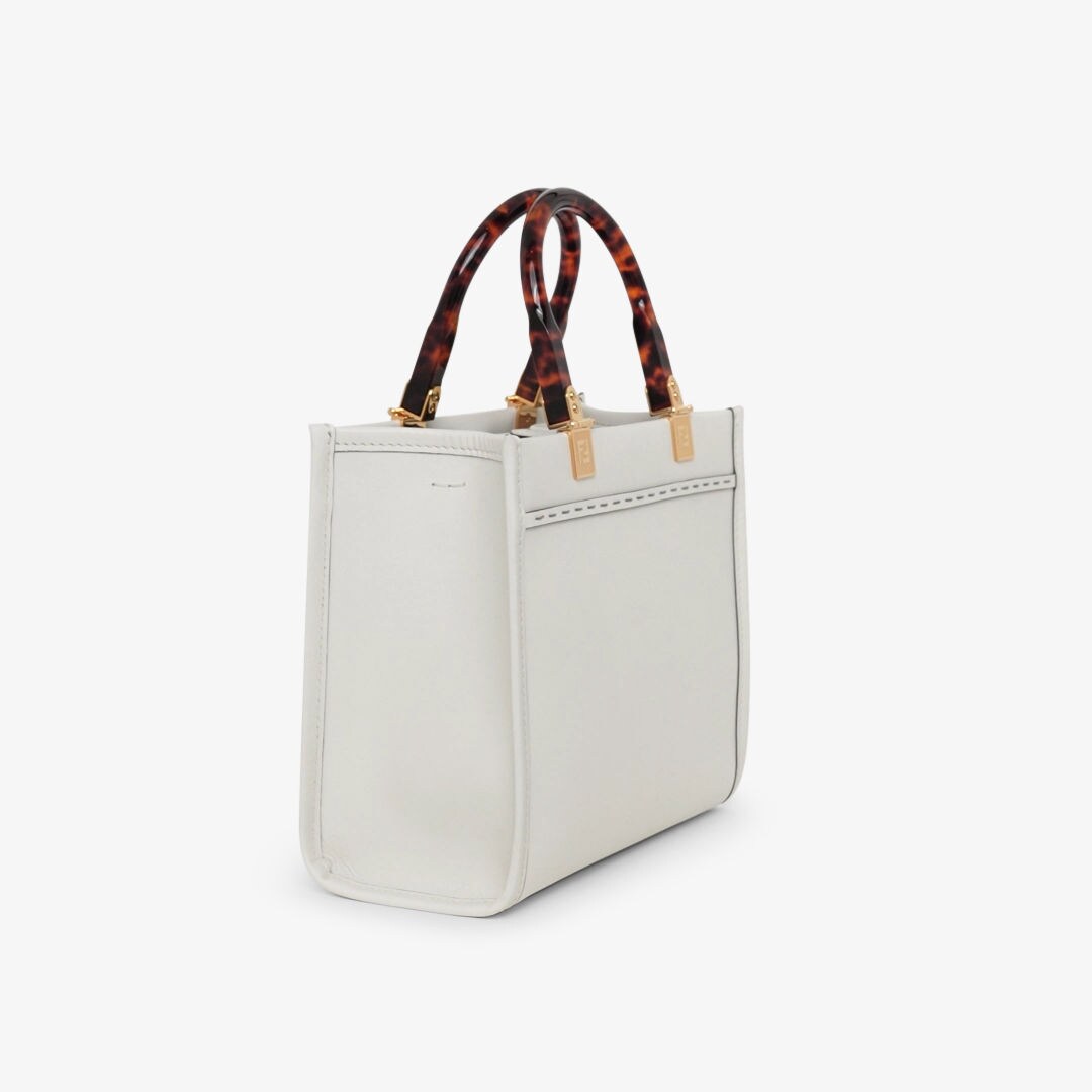 Fendi Sunshine Small - White leather shopper | Fendi