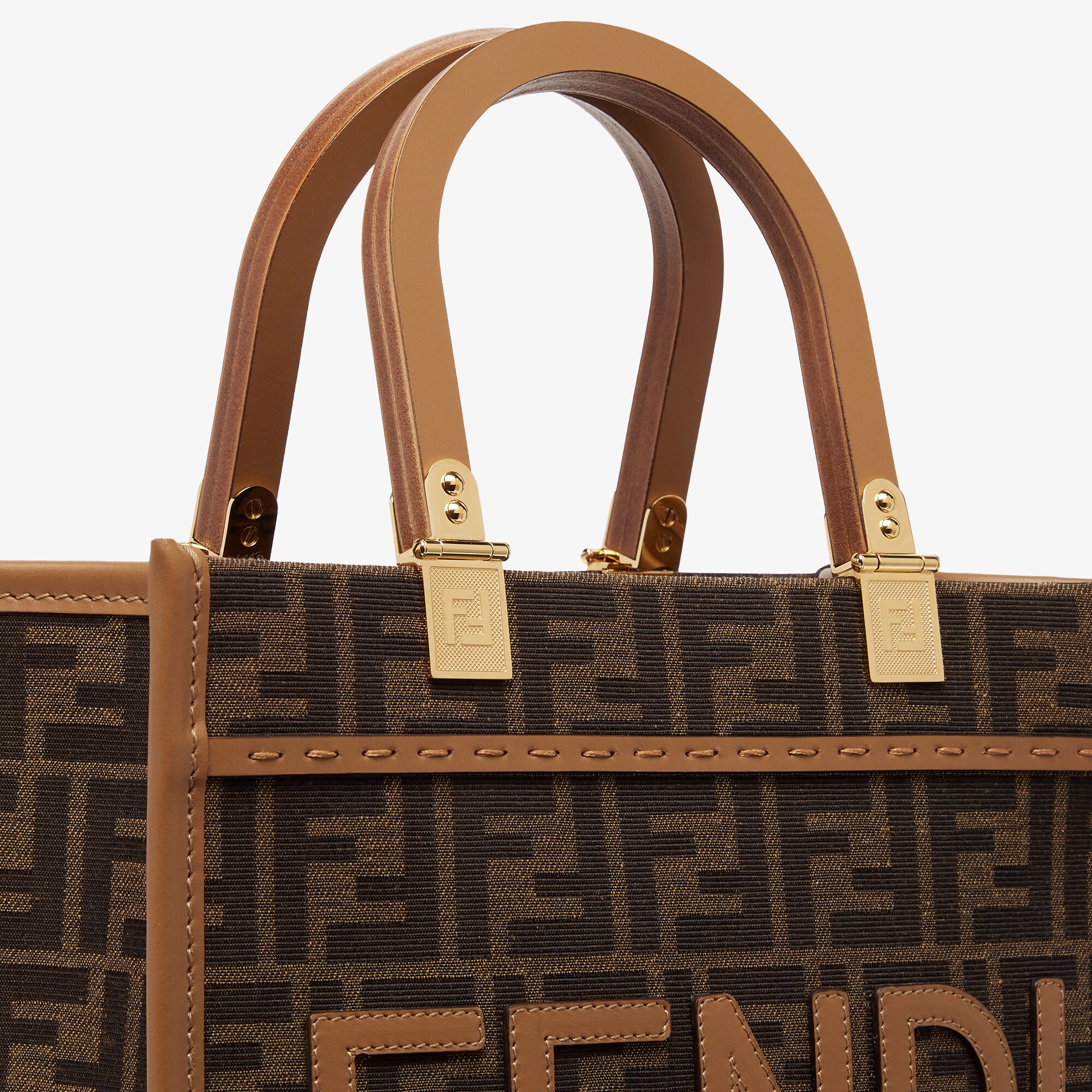 Fendi Sunshine SmallBrown FF jacquard fabric bag