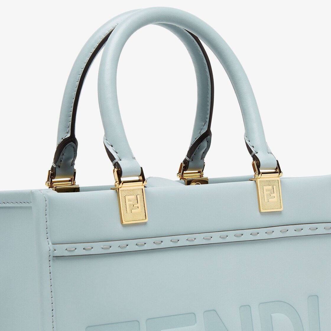 Fendi Sunshine Small - Light blue leather shopper | Fendi