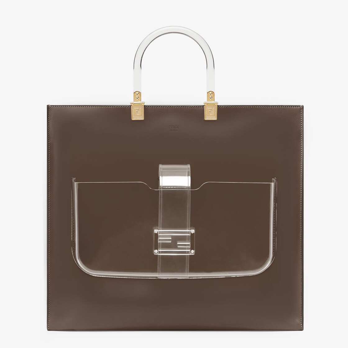 Fendi Sunshine Large Leather Shopper in Brown