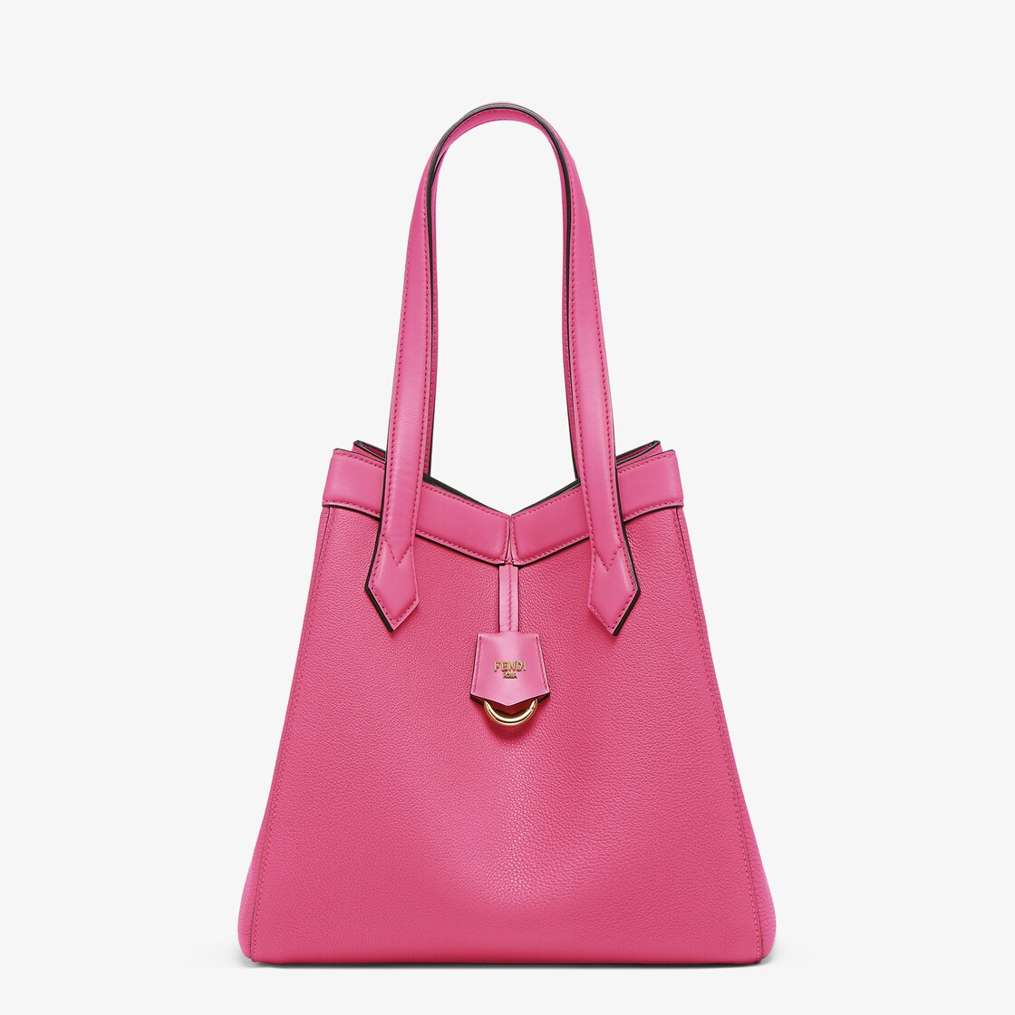 FENDI: bag in leather with logo - Fuchsia