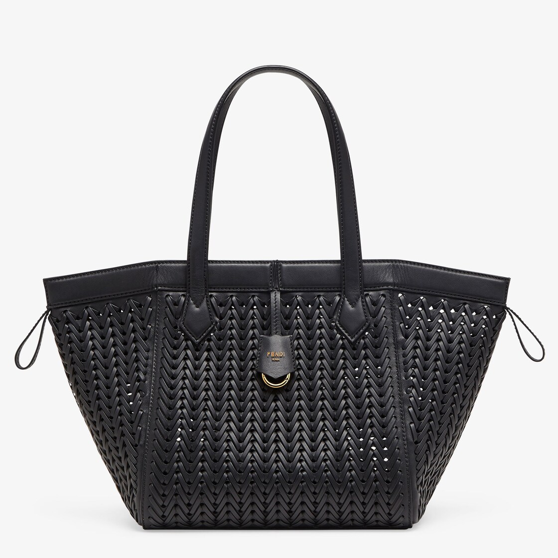 Fendi Origami Medium - Black interlaced leather bag that can be 