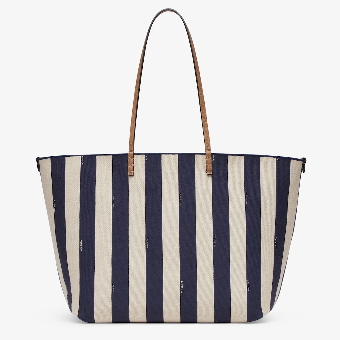 Large Roll Reversible shopper in Pequin striped and midnight blue FF fabric Fendi