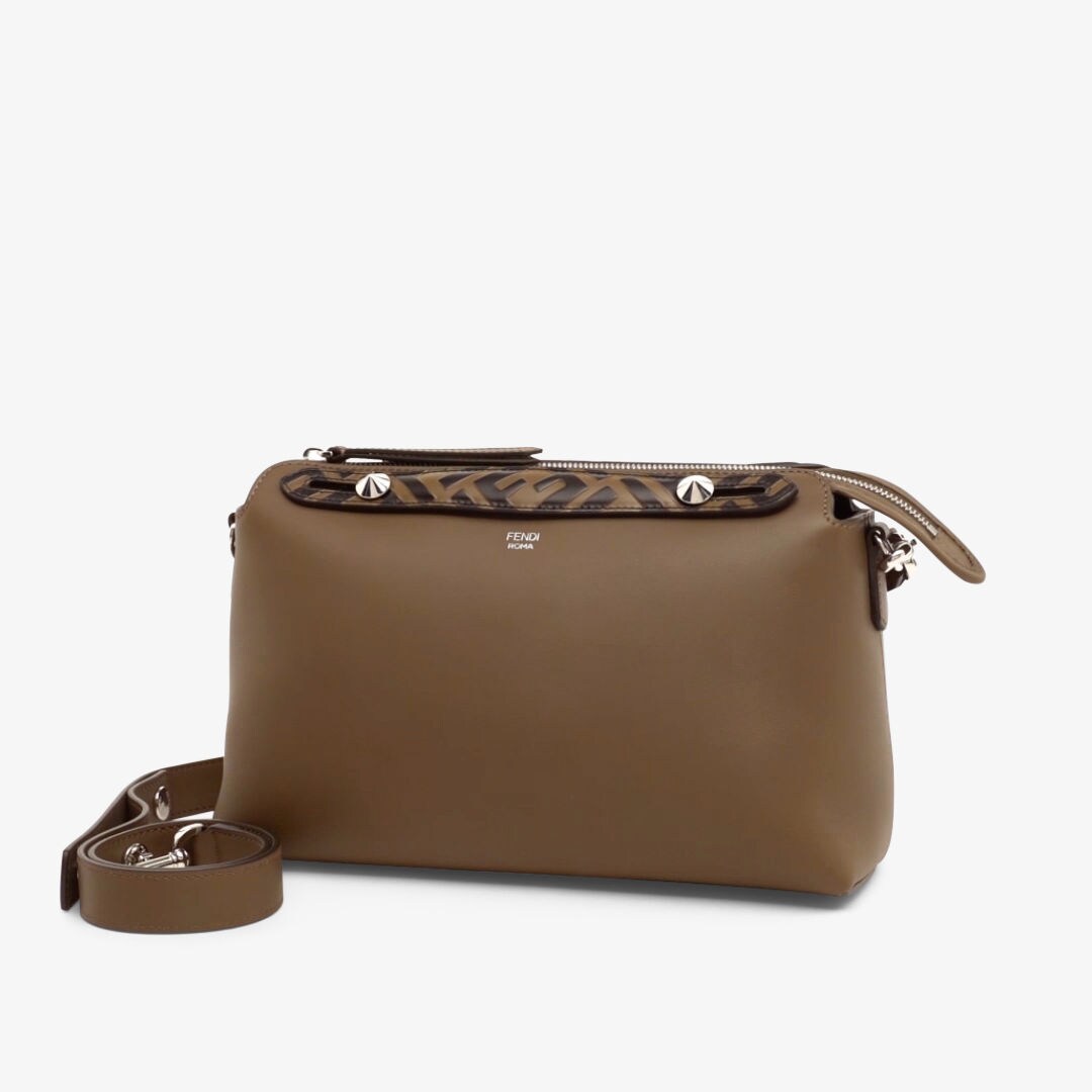 FENDI By The Way Medium Suede Boston Crossbody Bag Brown