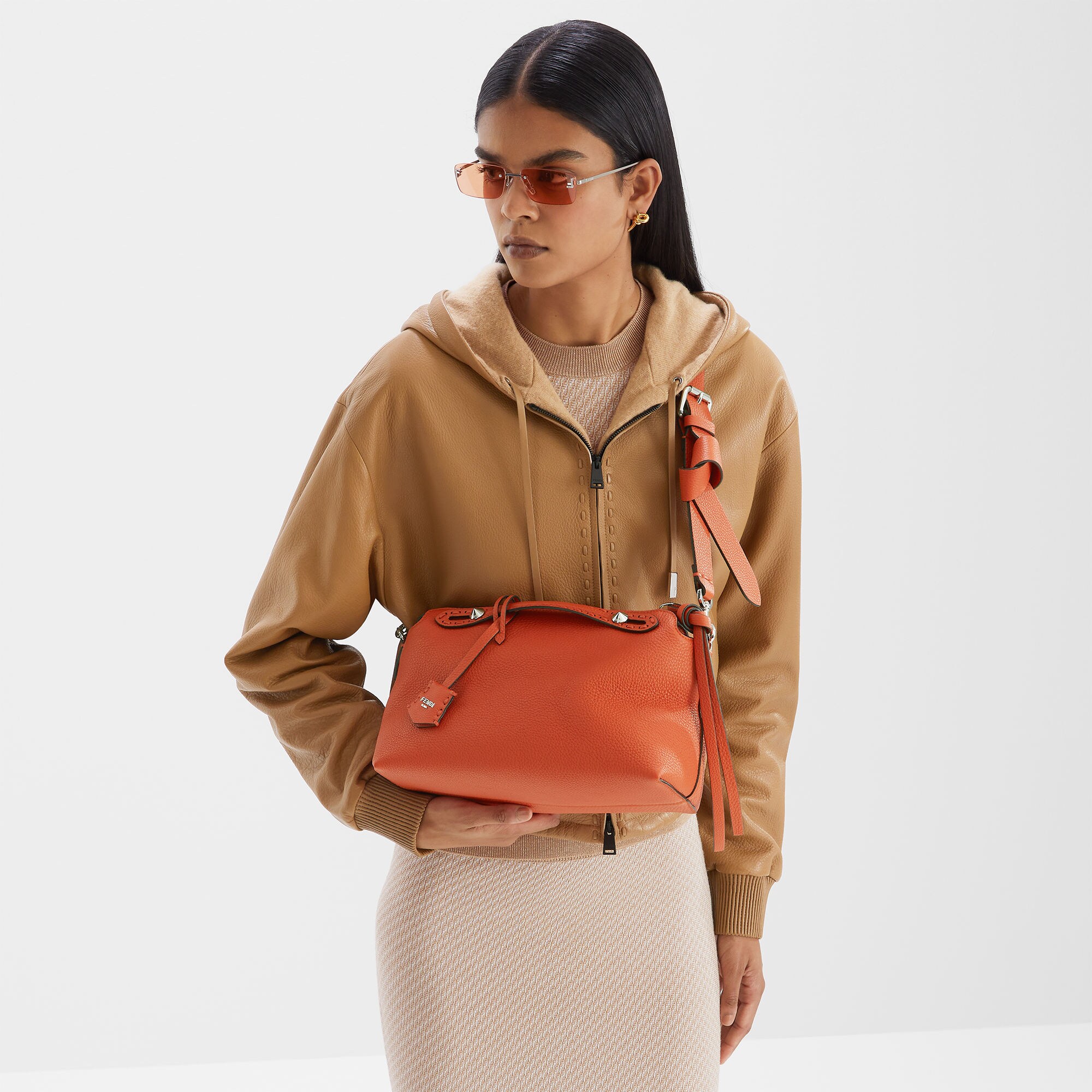 Fendi オレンジレザー クラッチバッグ By The Way Selleria Medium Cuoio Romano leather Orange | Fendi