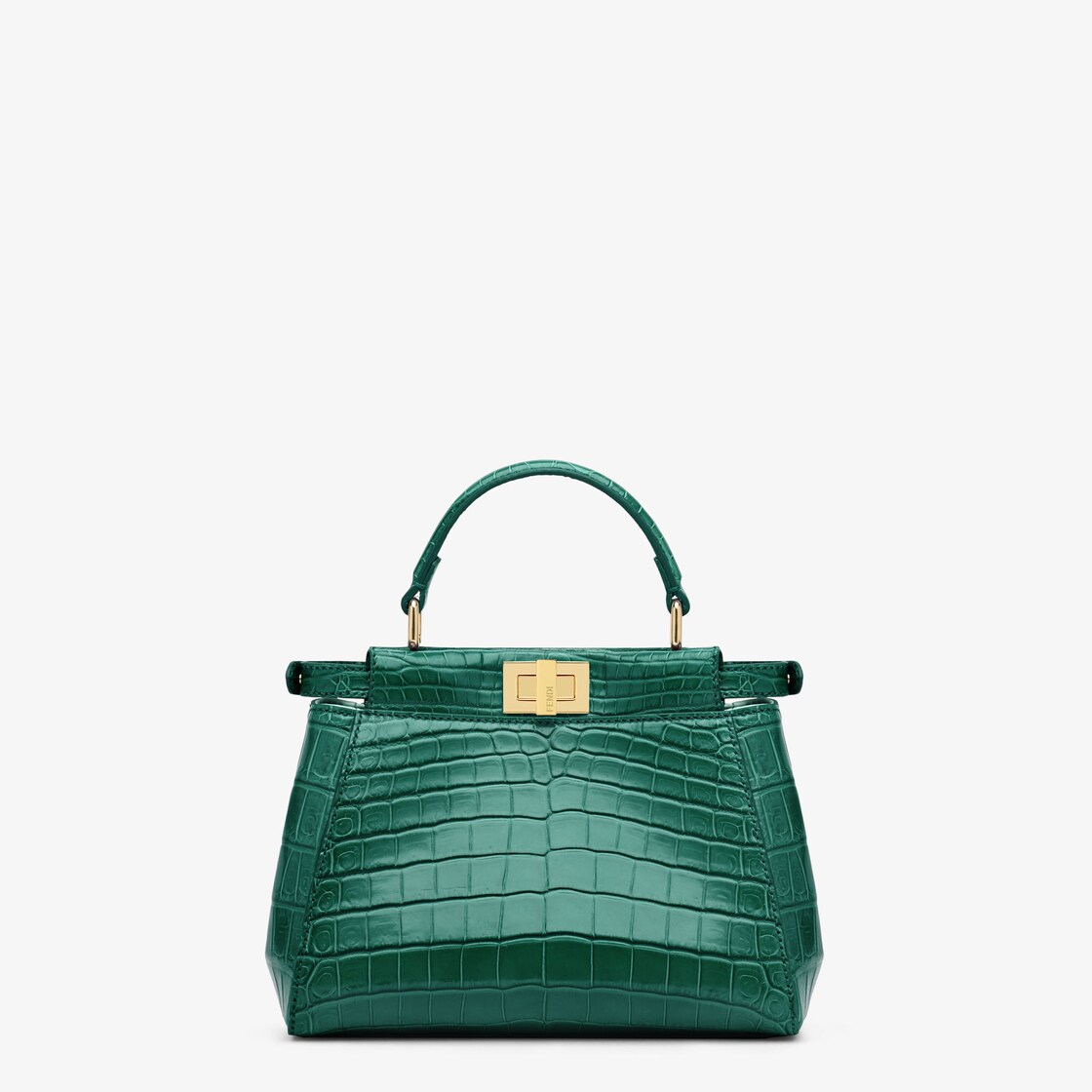 Peekaboo Mini Green crocodile leather handbag. Fendi