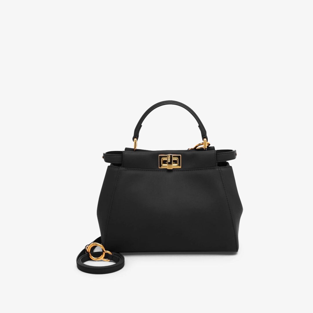 Peekaboo Mini - Black leather bag | Fendi