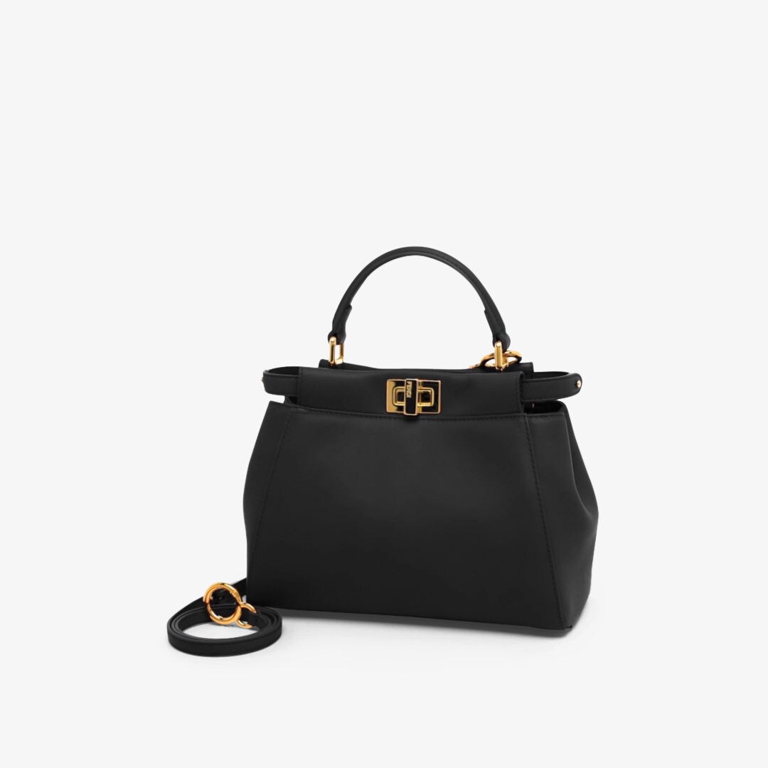 Peekaboo Mini - Black leather bag | Fendi