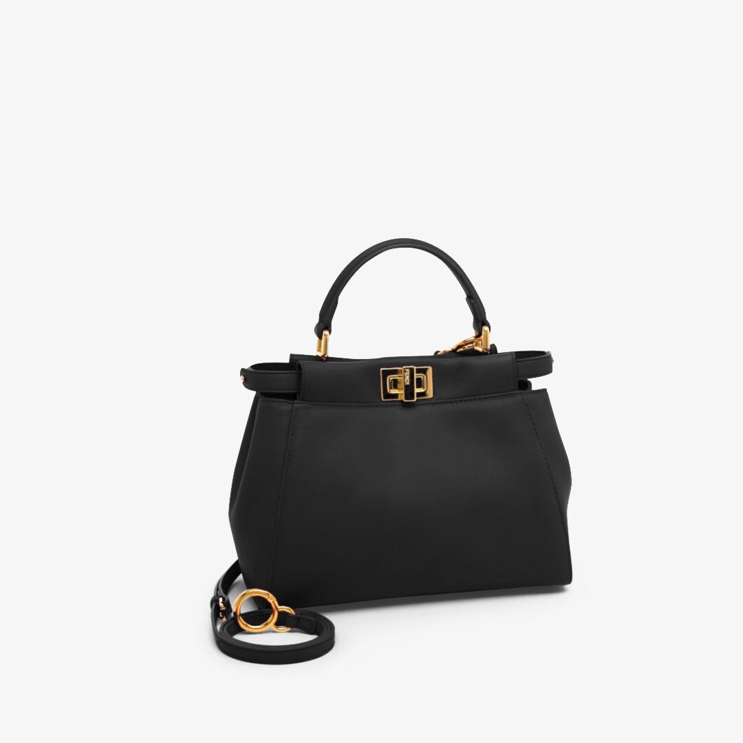 Peekaboo Mini - Black leather bag | Fendi