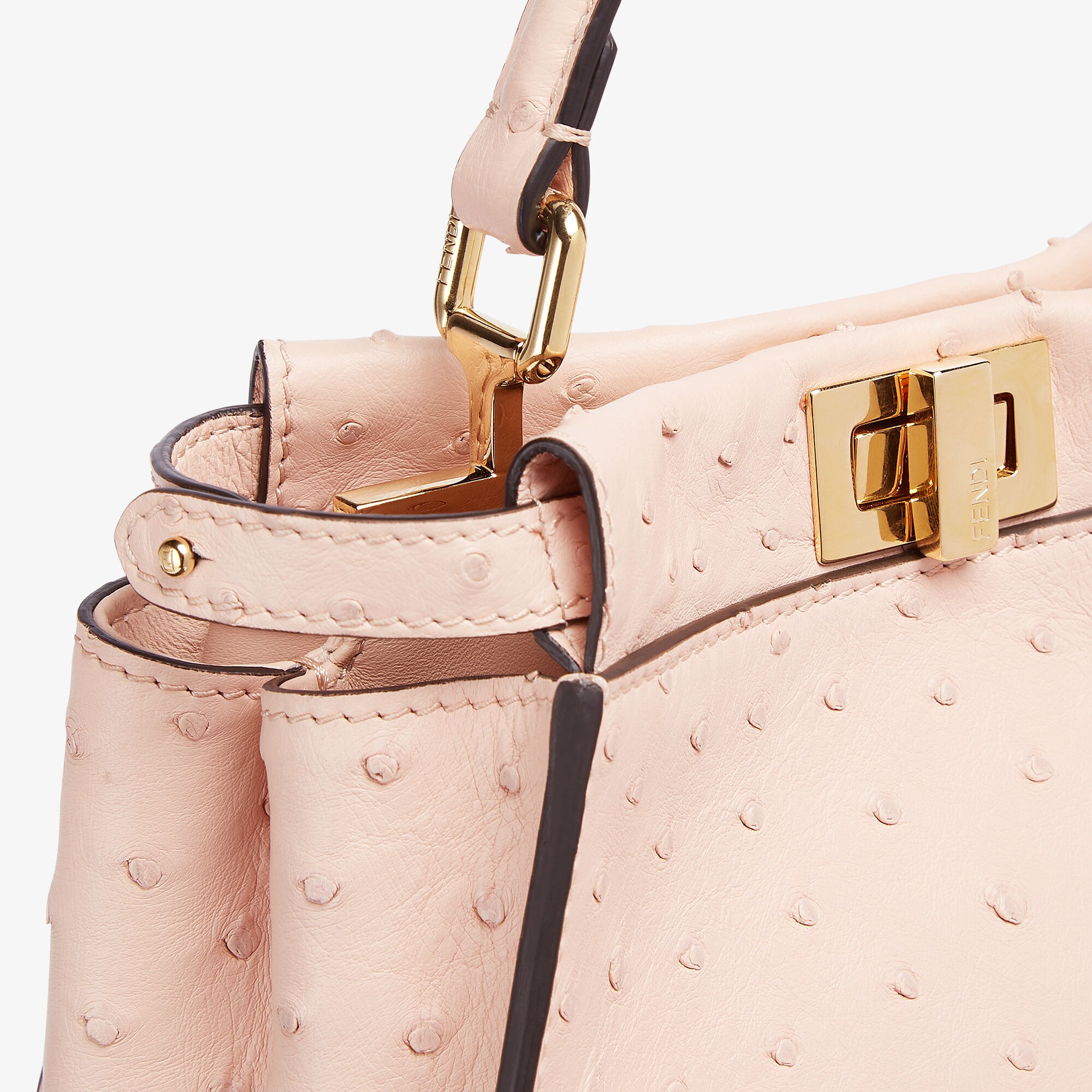 Peekaboo Mini Pale pink ostrich leather bag