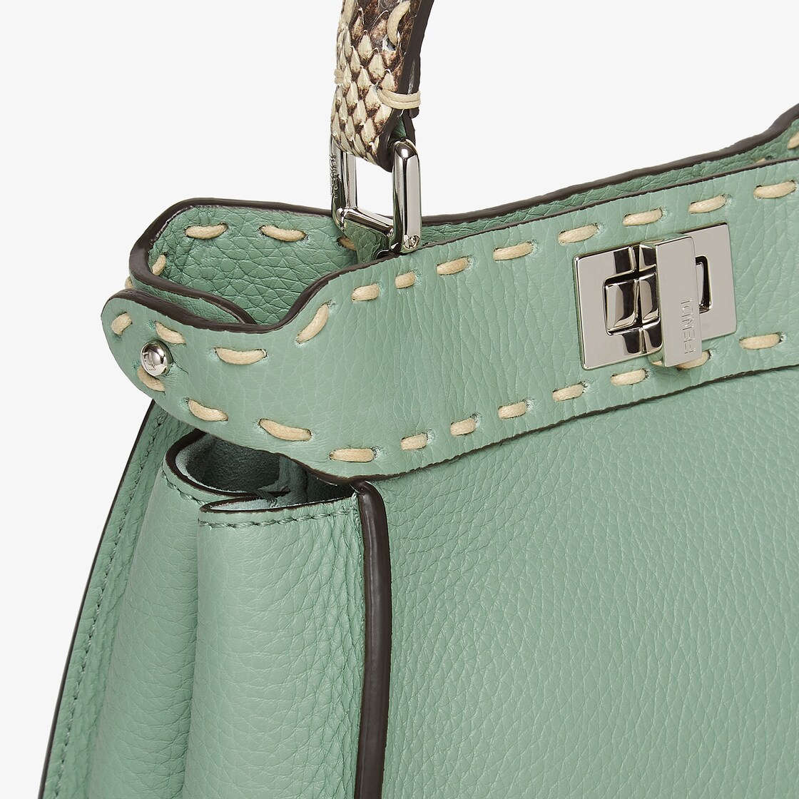 Peekaboo Mini Mint green Selleria bag with exotic details Fendi