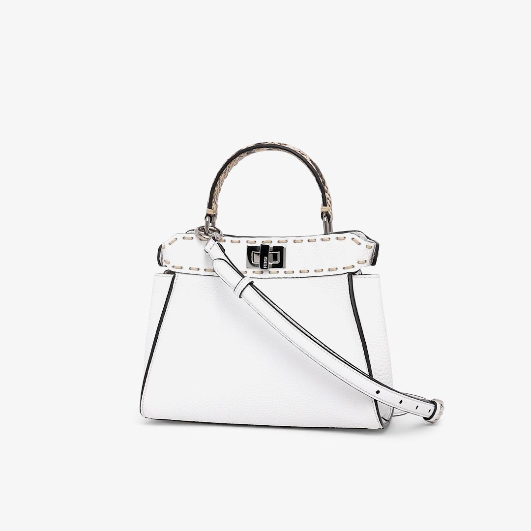 Peekaboo Mini White Selleria bag with exotic details Fendi