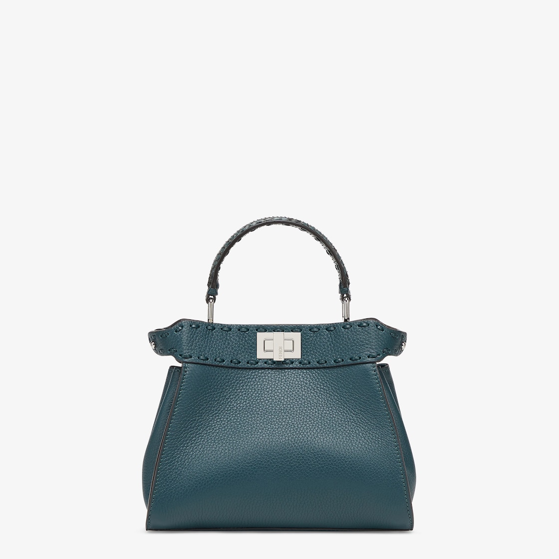 Peekaboo Mini - Dark green Selleria bag with oversized topstitching and ...