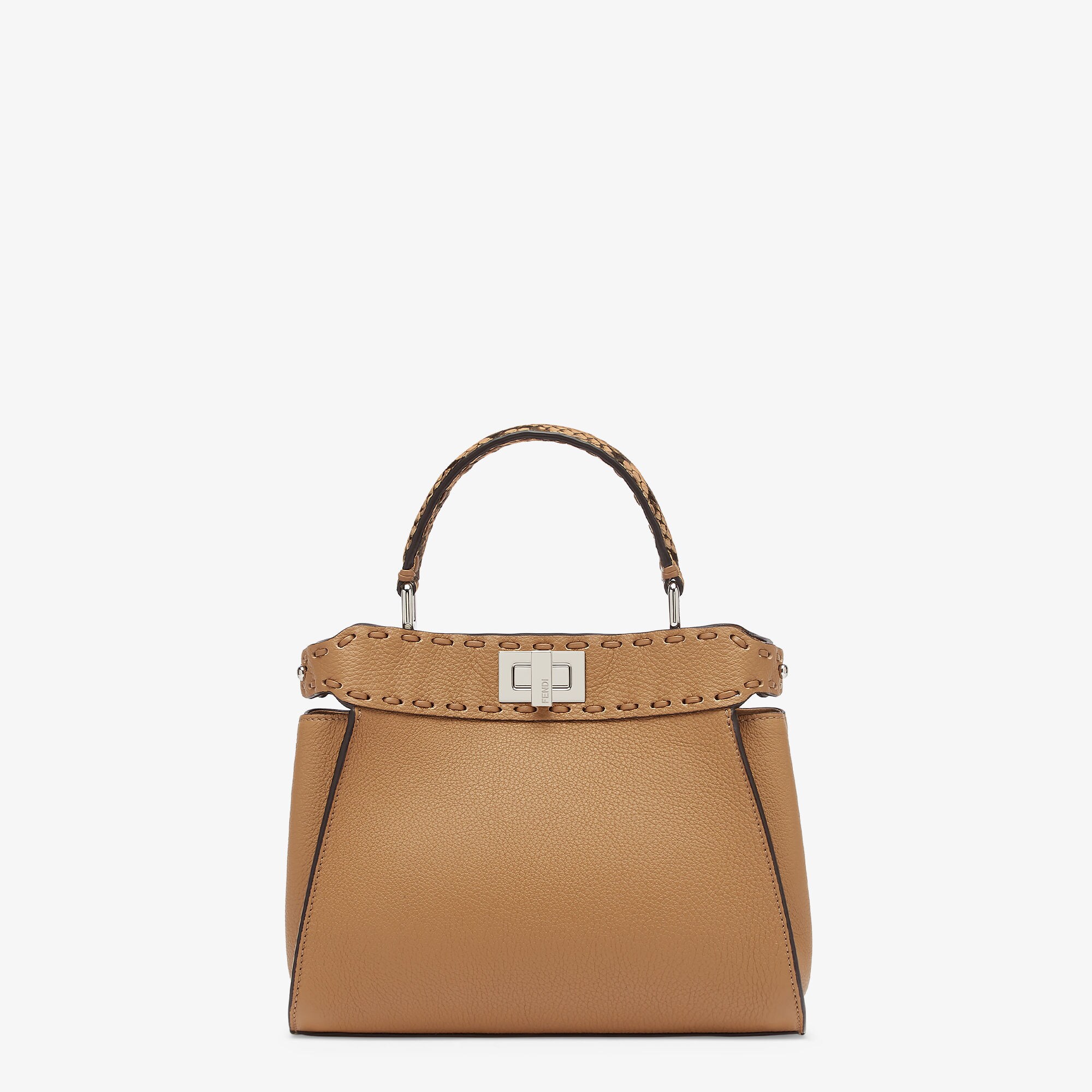 Peekaboo Mini - Cappuccino-coloured Selleria bag with 220 hand-sewn ...